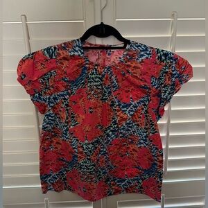 Ulla Johnson Red and Blue Patterned Blouse